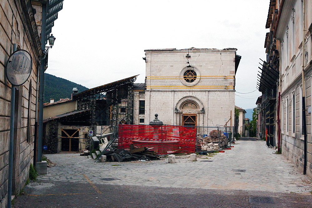 La Misericordia showing the destruction of the 2009 eathquake, Aquila, Abruzzi, Italy, Europe