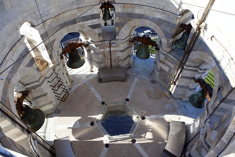 Inside the Leaning Tower of Pisa, UNESCO World Heritage Site, Pisa, Tuscany, Italy, Europe 