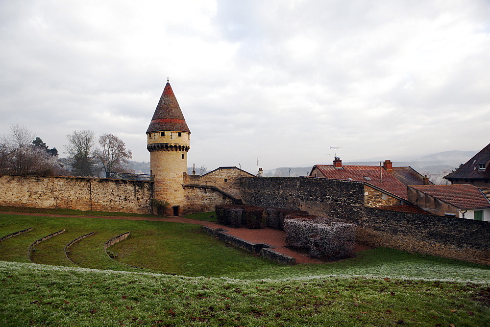 Defensive walls and tower, Cluny, Burgundy, France, Europe