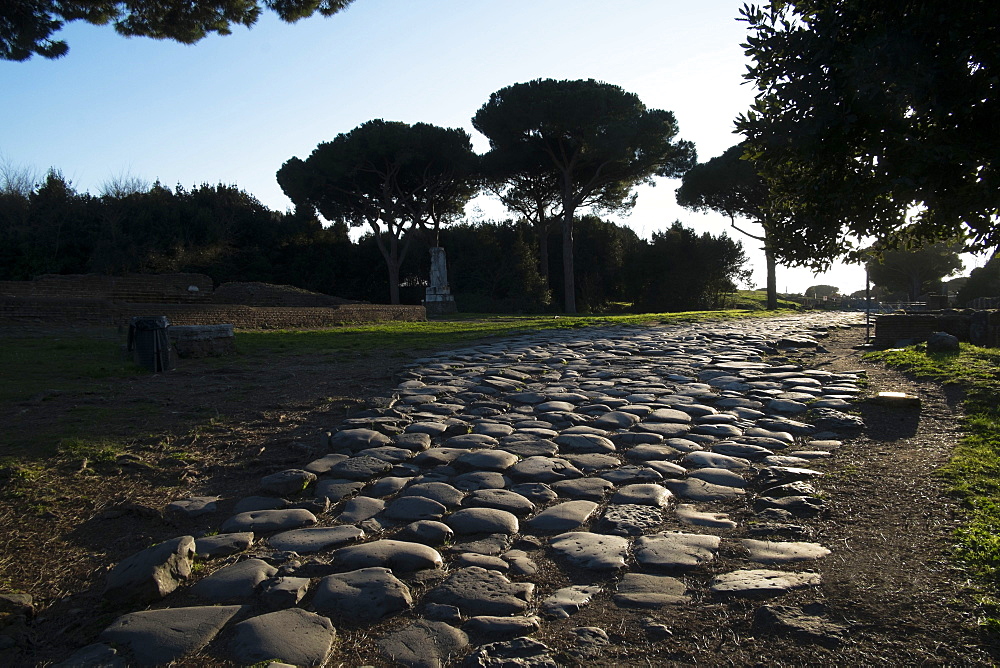 Main Decumano in the high street, Ancient Ostia (Ostia Antica), Rome, Lazio, Italy, Europe