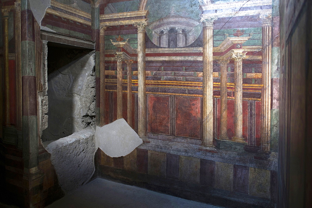 Geometric frescoes of the Cubicola in the Villa dei Misteri, Pompeii, UNESCO World Heritage Site, Campania, Italy, Europe