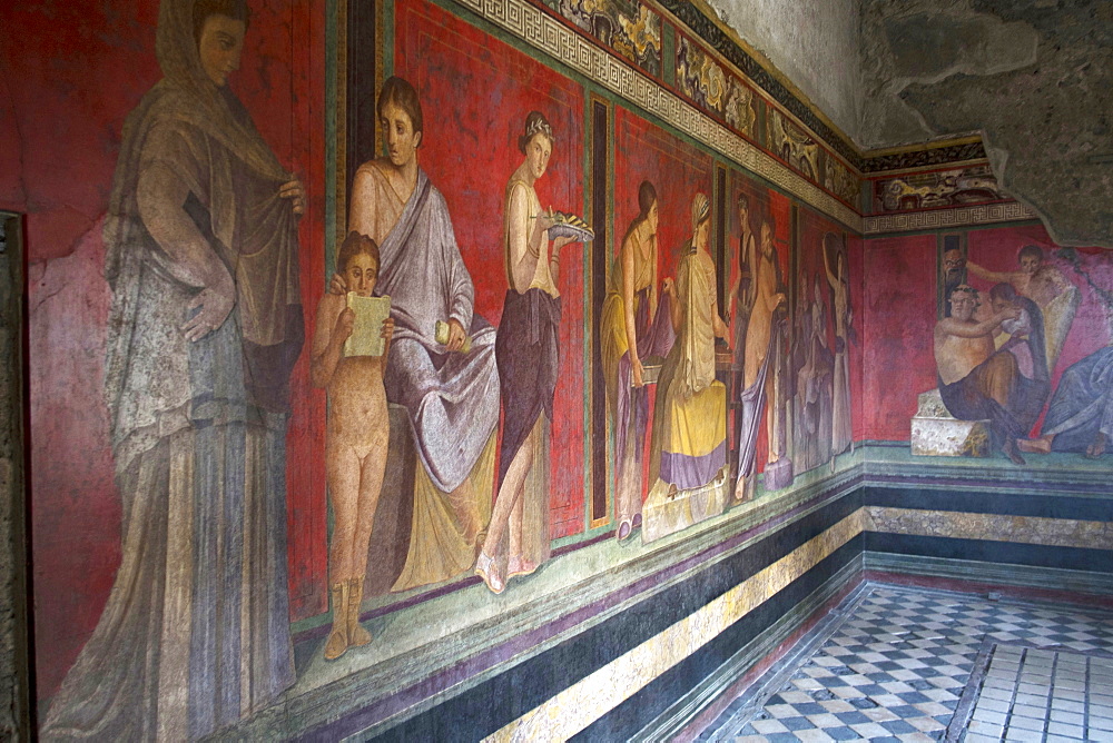 In the Triclinium, Villa dei Misteri, Pompeii, UNESCO World Heritage Site, Campania, Italy, Europe