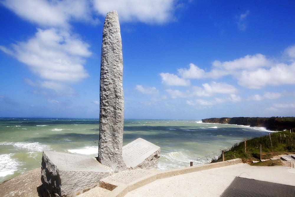 Memorial monument at Point du Hoc to D-Day landings, Normandy, France, Europe