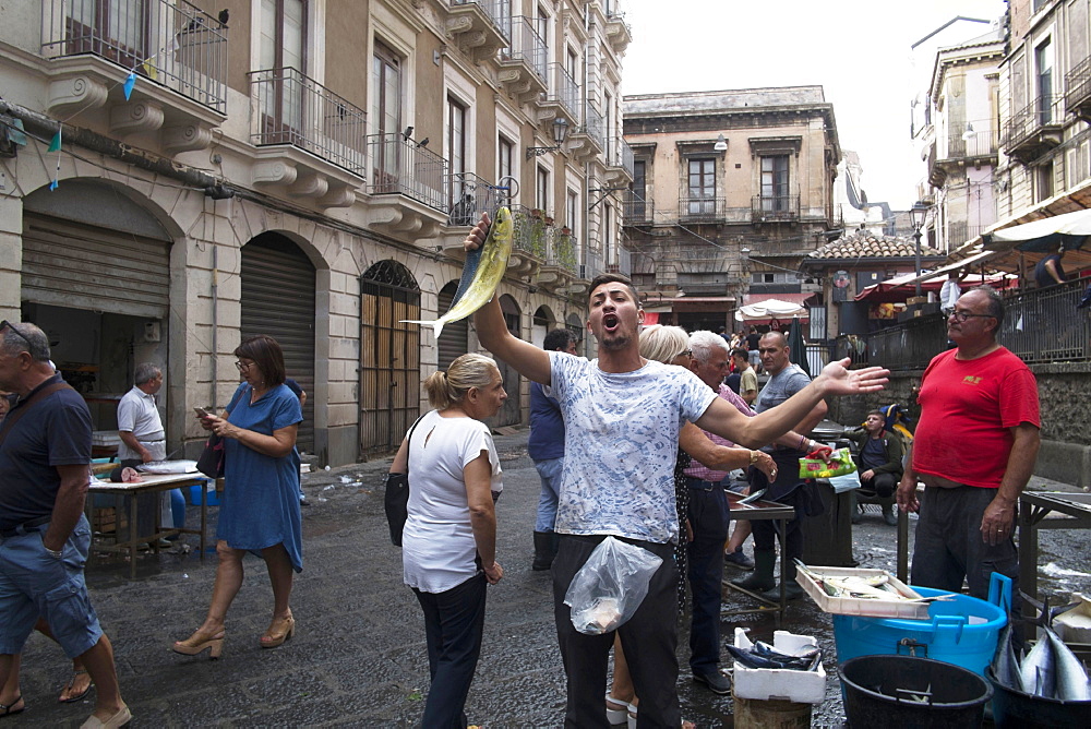 Catania fish market, Catania, Sicily, Italy, Europe