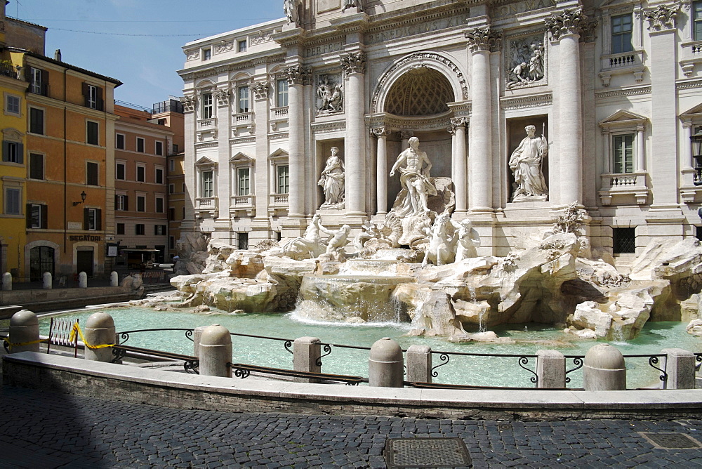 Trevi Fountain, deserted due to the 2020 Covid-19 lockdown restrictions, Rome, Lazio, Italy, Europe