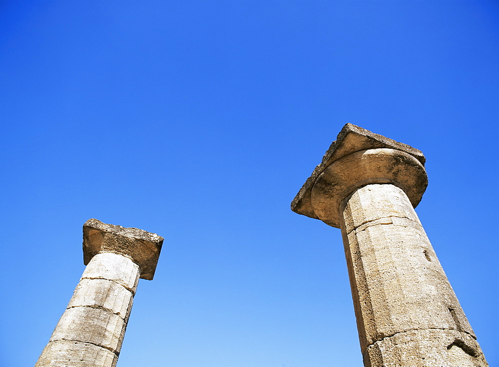 Columns of the Temple of Zeus, Olympia, Peloponnese, Greece, Europe