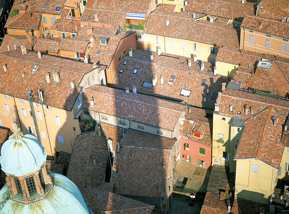 Shadow of the Asinelli tower, Bologna, Italy, Europe