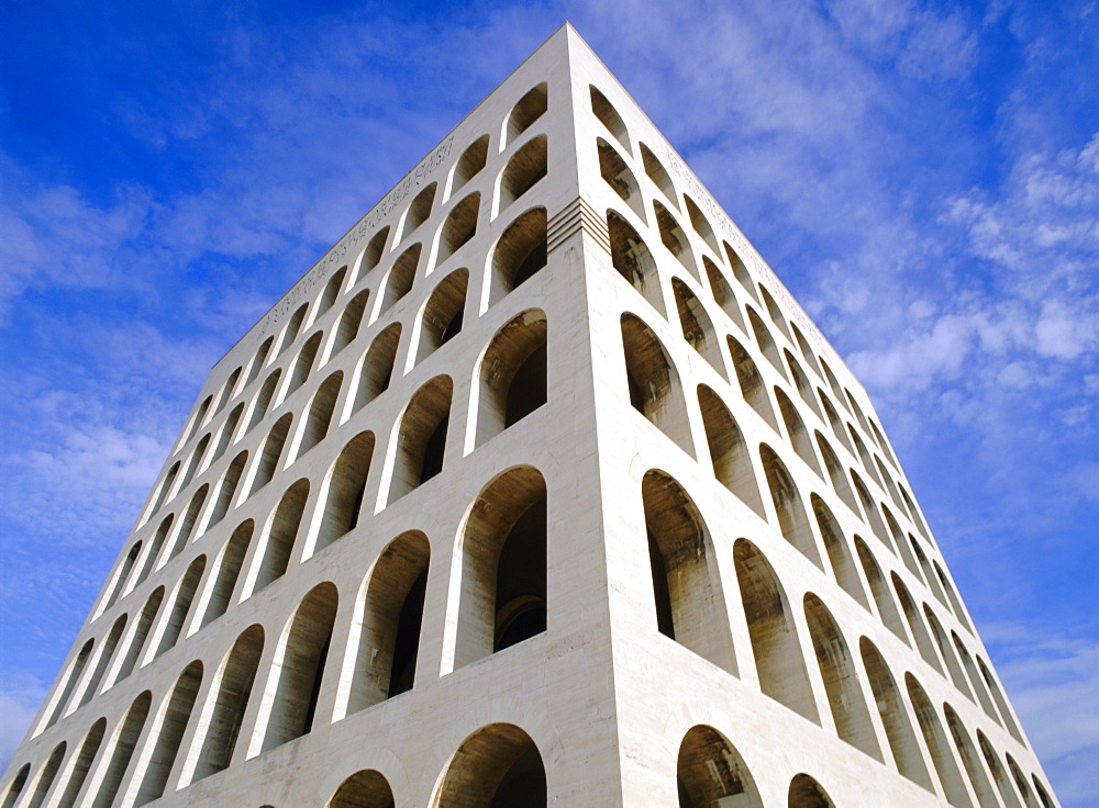 Palazzo della Civilta di Lavoro (square Colosseum), EUR (Esposizione Universale Romana), suburb planned in the 1930s during the time of Mussolini, Rome, Lazio, Italy, Europe