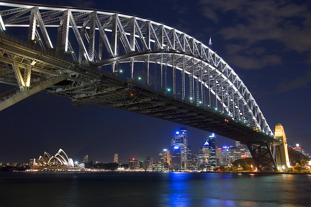 Opera House and Harbour Bridge at night, Sydney, New South Wales, Australia, Pacific