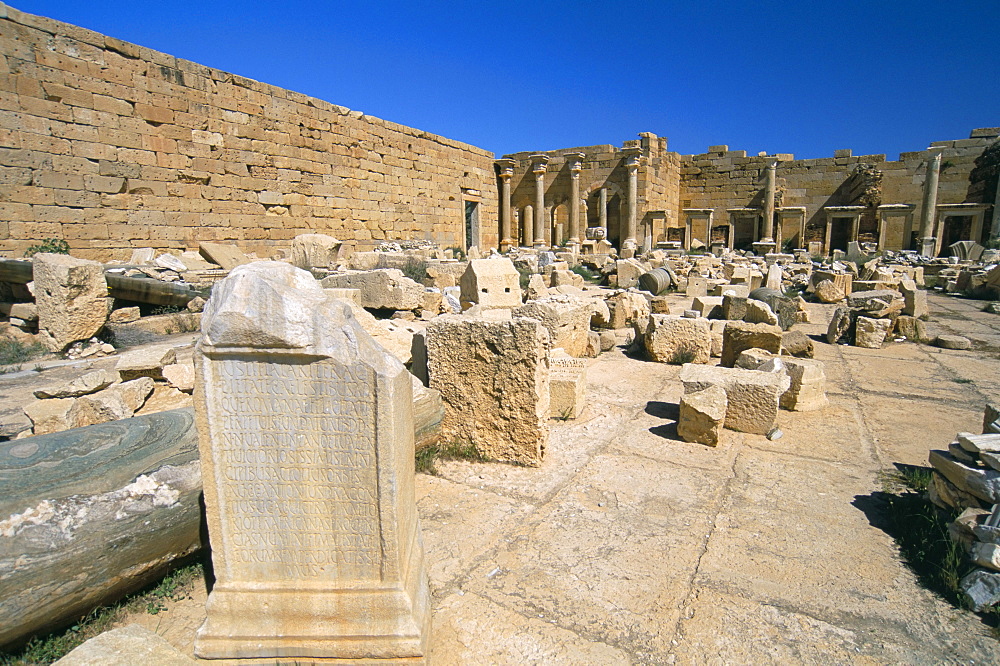 Severan Forum, Leptis Magna, UNESCO World Heritage Site, Tripolitania, Libya, North Africa, Africa