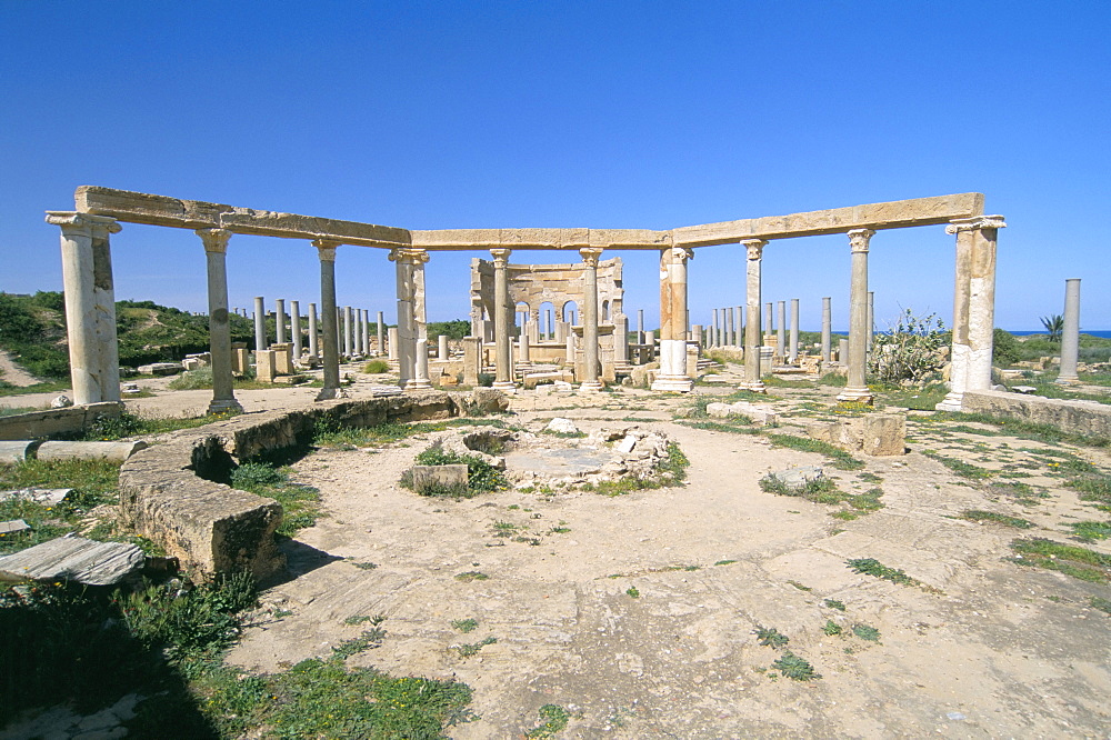 Market, Leptis Magna, UNESCO World Heritage Site, Tripolitania, Libya, North Africa, Africa