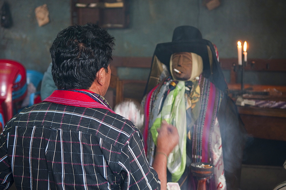 Shrine of El Maximon, Santiago Atitlan, Lake Atitlan, Guatemala, Central America