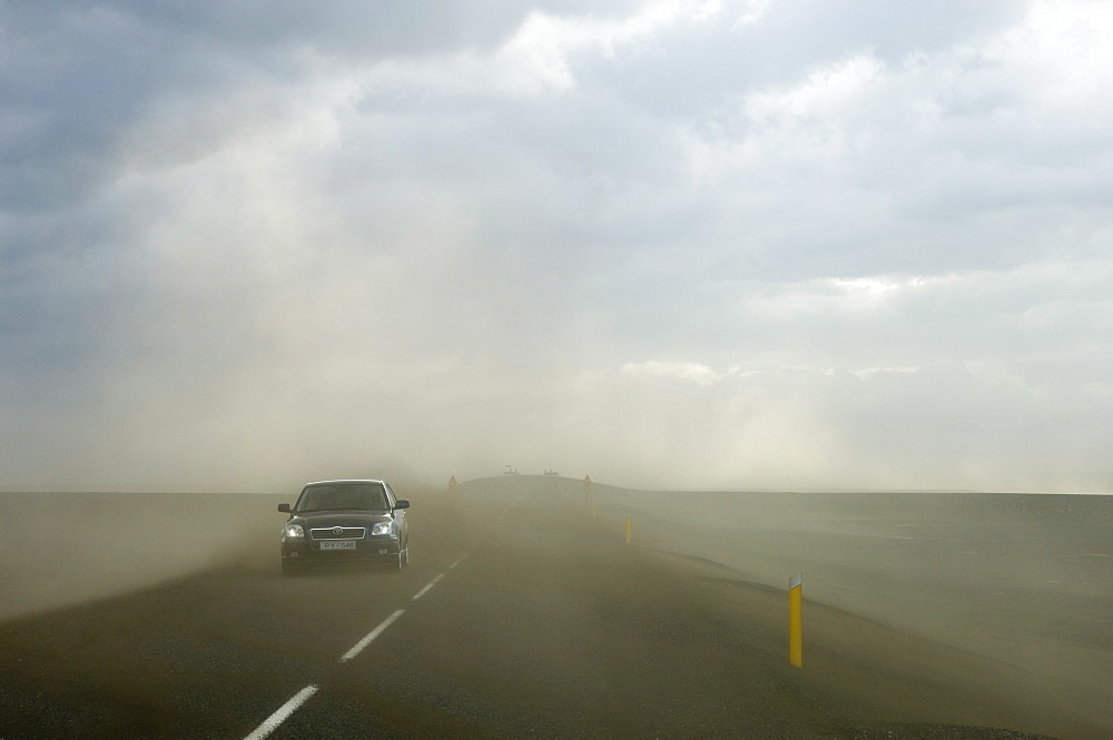 Sand storm along Road 1, South coast, Iceland, Polar Regions