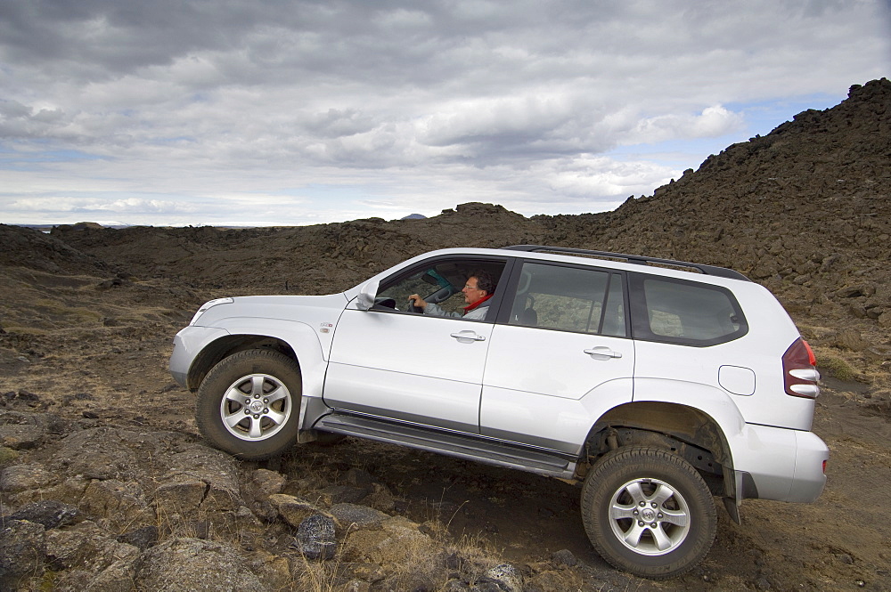 Off-road vehicle, Lake Myvatn area, Iceland, Polar Regions