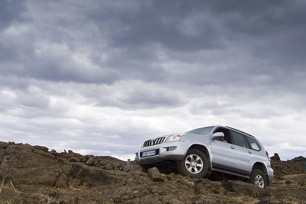 Off-road vehicle, Lake Myvatn area, Iceland, Polar Regions