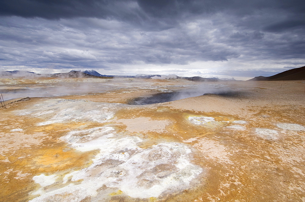 Hverir geothermal fields at the foot of Namafjall mountain, Myvatn lake area, Iceland, Polar Regions