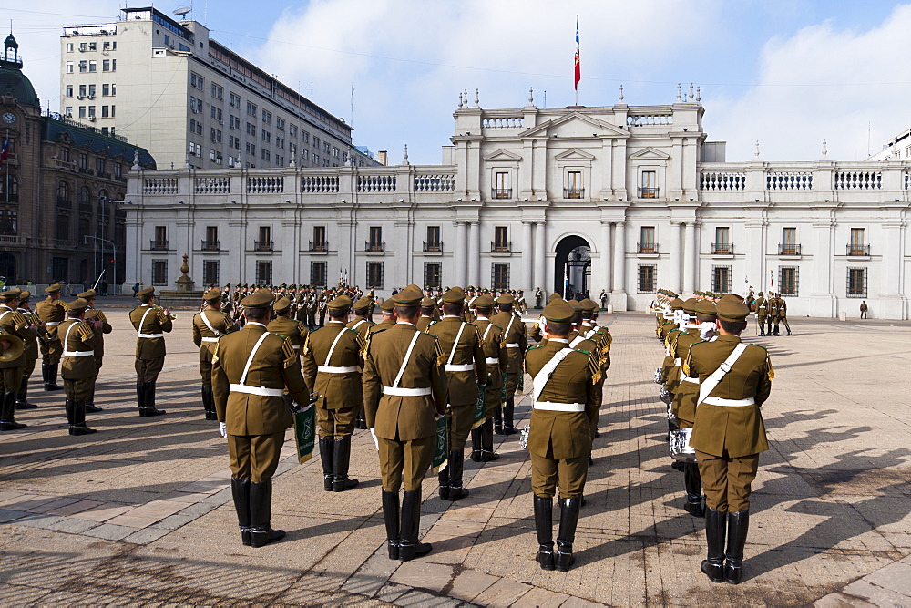 Changing of the Guard at Palacio de la Moneda, Santiago, Chile, South America