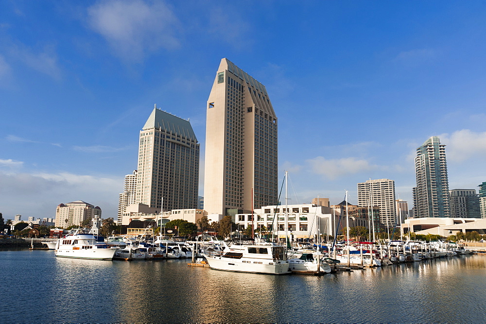 Marina and San Diego skyline, California, United States of America, North America