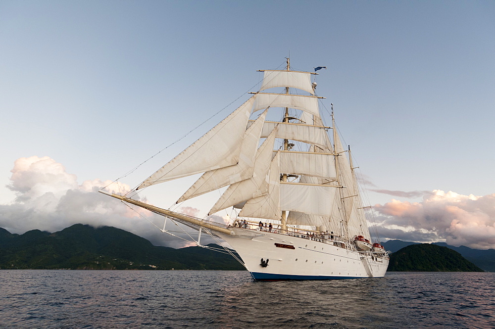 Star Clipper sailing cruise ship, Dominica, West Indies, Caribbean, Central America