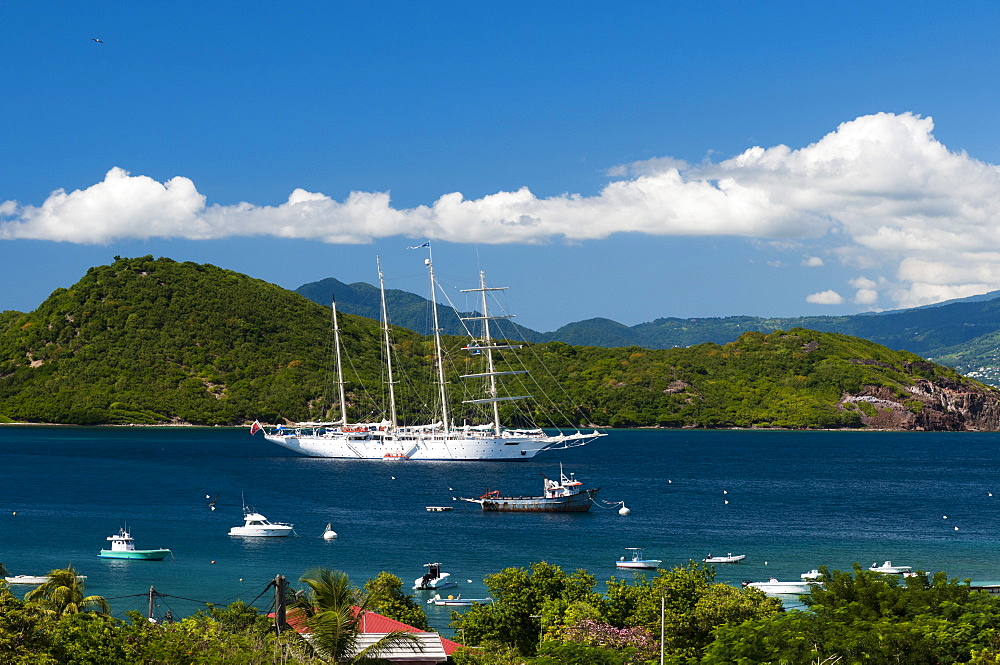 Star Clipper sailing cruse ship, Le Bourg, Iles des Saintes, Terre de Haut, Guadeloupe, West Indies, French Caribbean, France, Central America