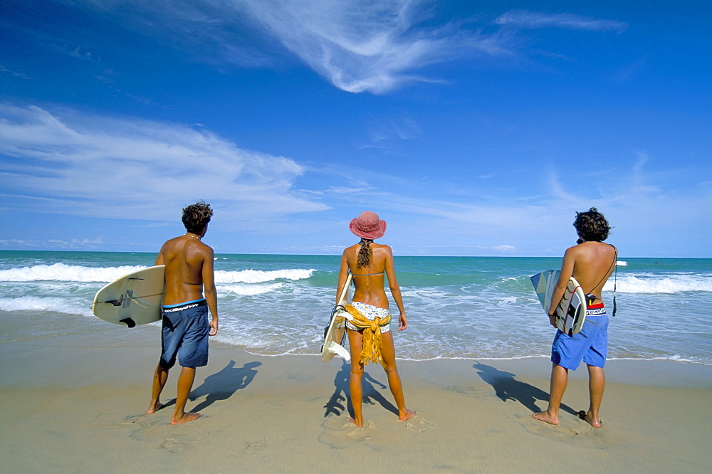 Surfers, Praia do Amor, Pipa, Natal, Rio Grande do Norte state, Brazil, South America