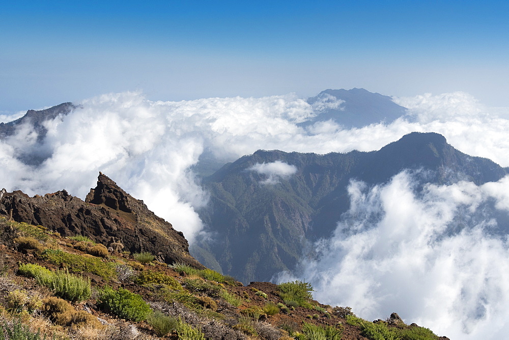 Clouds in the Caldera de Taburiente, La Palma Island, Canary Islands, Spain, Europe