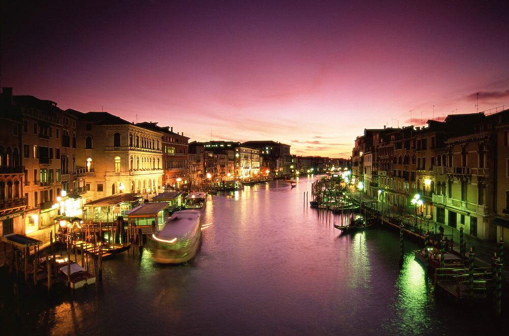 Grand Canal at dusk, Venice, UNESCO World Heritage Site, Veneto, Italy, Europe