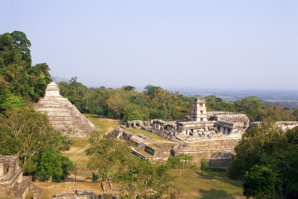 Temple of the Inscriptions and the Palace, Palenque, UNESCO World Heritage Site, Chiapas province, Mexico, North America