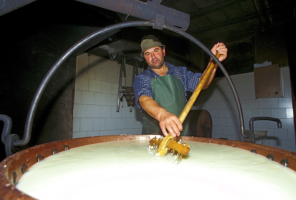 Inselmo Chabboz cheese maker, Planaval, La Salle, Valle d'Aosta, Italy