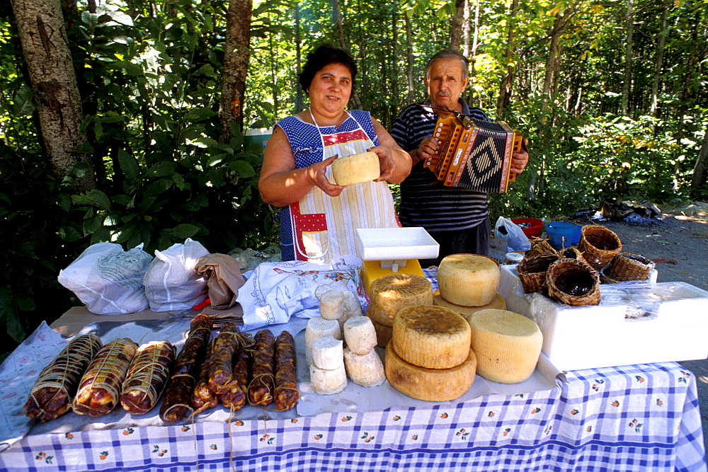 Sellers of typical product, Gambarie, Aspromonte, Calabria, Italy