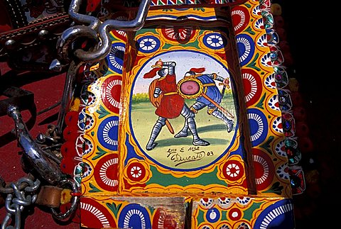 Particular of Sicilian handcart, Italy 