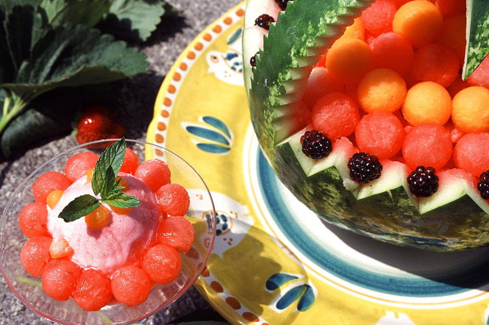 Watermelon sorbet, Amalfi coat, Campania, Italy