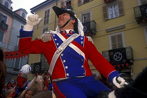 Parade for the end of Carnival, Ivrea, Piemonte, Italy