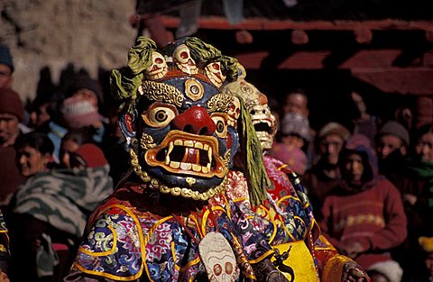 Celebrative mask at gompa, Leh, Ladakh, India, Asia