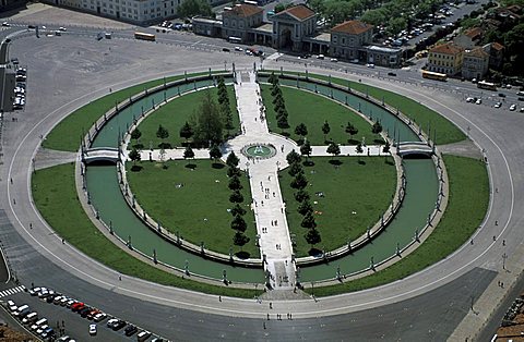 Prato della Valle aerial view, Padua, Veneto, Italy