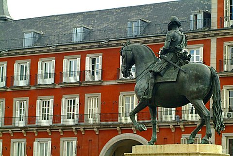 Statue of Philip III in Plaza Mayor, Madrid, Spain, Europe