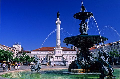 Piazza Dom Pedro IV, Also said Piazza Rossio, Lisbona, Portugal, Europe 