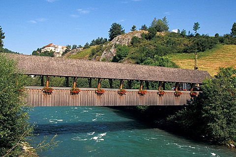 Covered bridge, Val Pusteria, Trentino Alto Adige, Italy