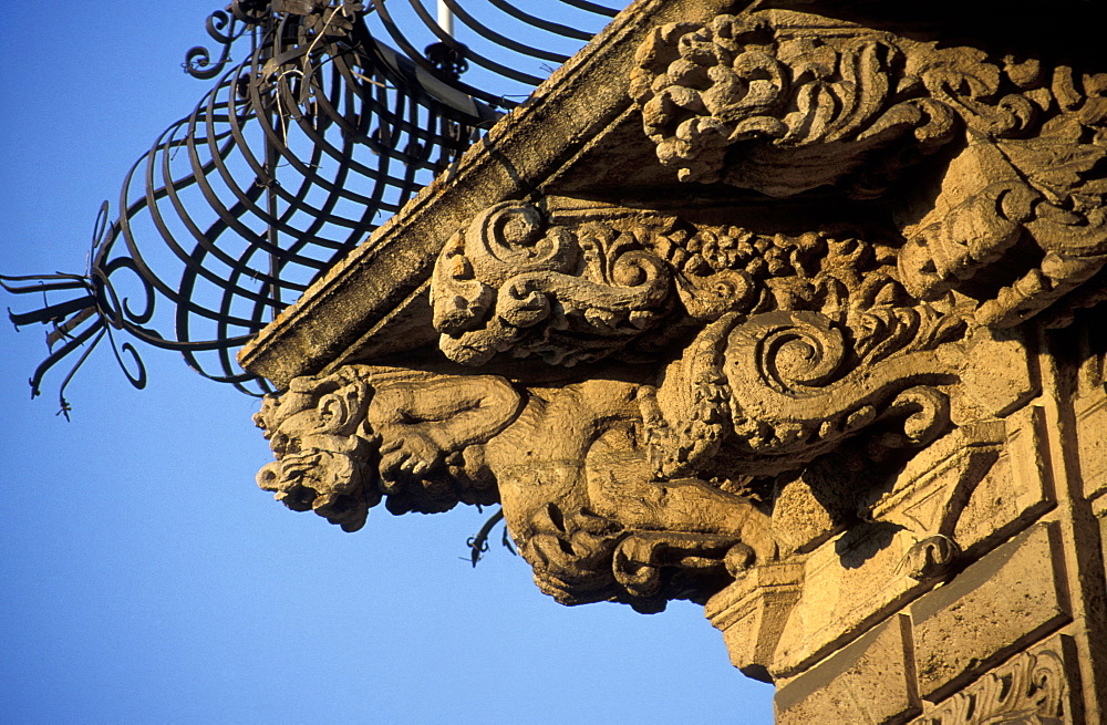 Baroque balcony, Acireale, Sicily, Italy