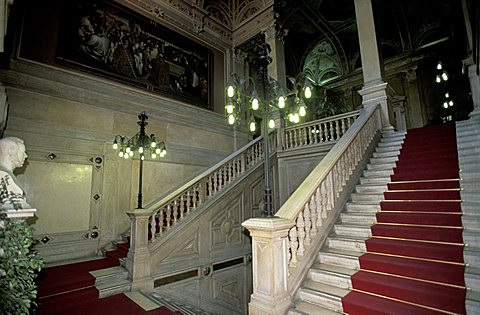 Flight of steps, Loggia palace, Brescia, Lombardy, Italy.