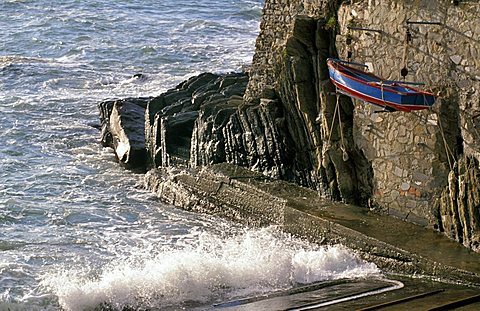 Suspended boat, Riomaggiore, Ligury, Italy