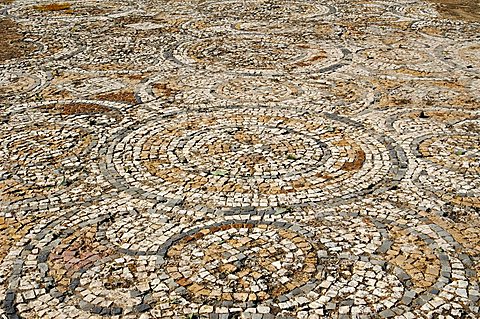 Mosaic floor, Nora Roman ruins, Pula, Sardinia, Italy, Europe