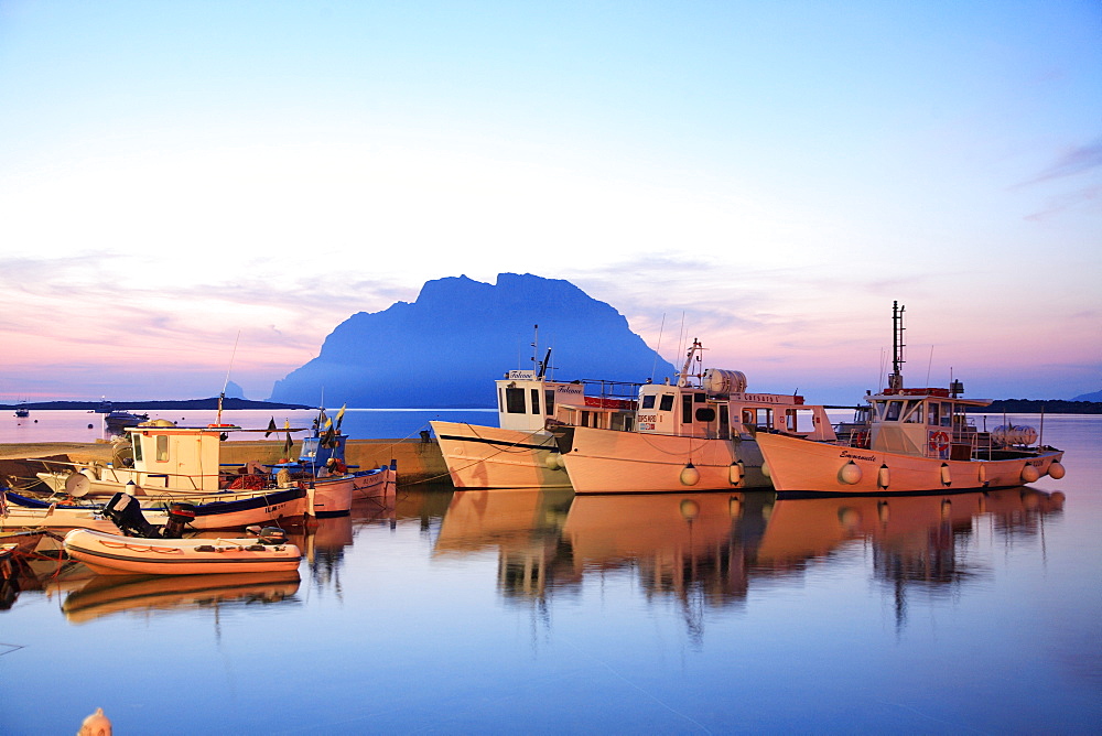 Port, Loiri Porto San Paolo and, On the background, Tavolara island, Sardinia, Italy, Mediterranean, Europe