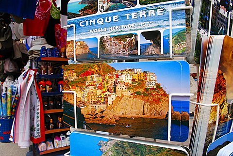 Souvenir stall, Monterosso al Mare, Liguria, Italy, Europe