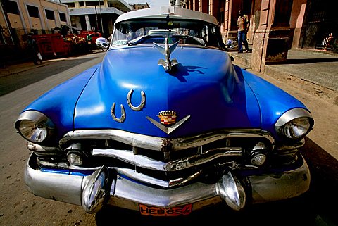 Blue car, La Habana Vieja, Havana, Cuba, West Indies, Central America