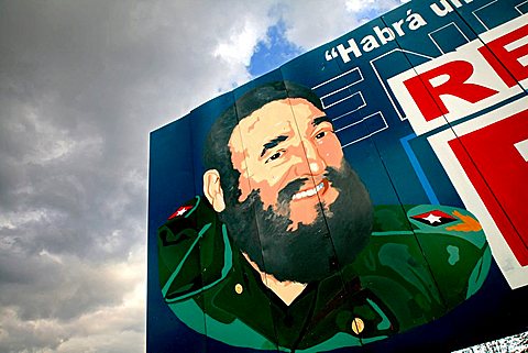 Fidel Castro poster, Havana, Cuba, West Indies, Central America