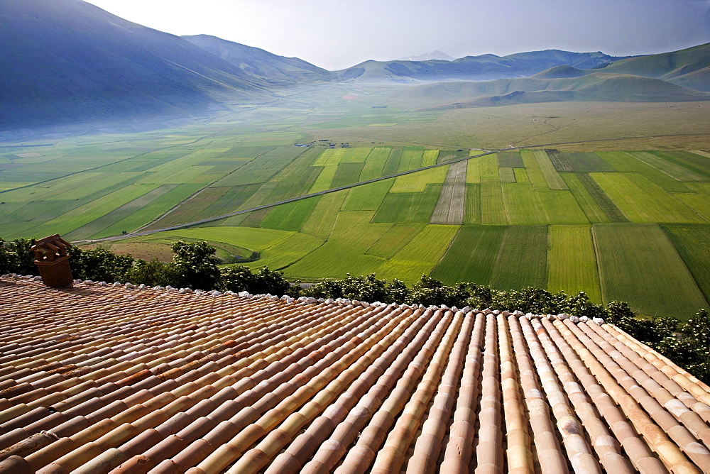 Piano Grande, Monti Sibillini national park, Castelluccio di Norcia, Umbria, Italy, Europe