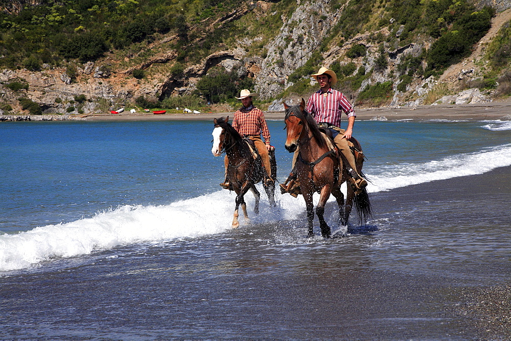 Excursion with horse, Castrocucco beach, Maratea, Basilicata, Italy 