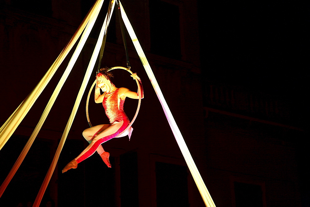 Sonics Company acrobatic show, Ala Città di Velluto  feast, Ala, Trentino, Italy