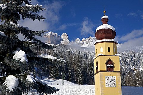 Winter landscape, Fassa Valley, Trentino Alto Adige, Italy